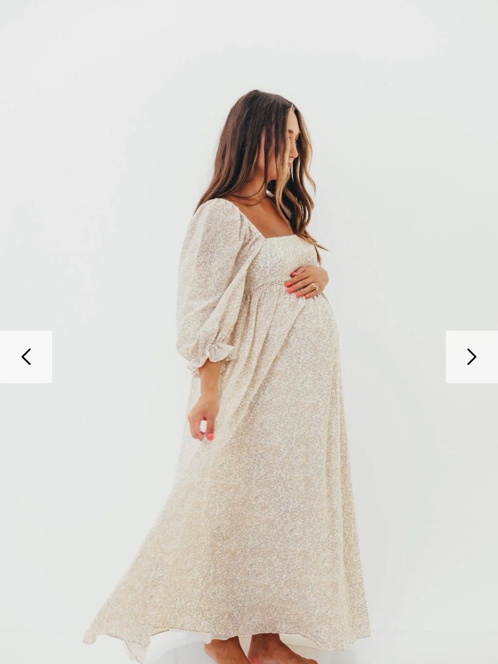 Floral Cream Maxi Dress with Puff Sleeves